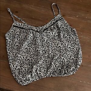 Floral Black and White Women's Top